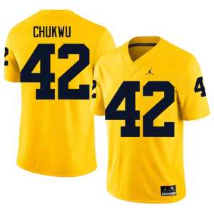 Men's Wolverines 2026-27 #42 College Football Jeffrey Chukwu Maize Jerseys 563365-450 - Image 1