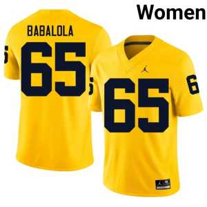 Womens Maize #65 MICH Alumni Andrew Babalola College Football Jerseys 872402-265 - Image 1